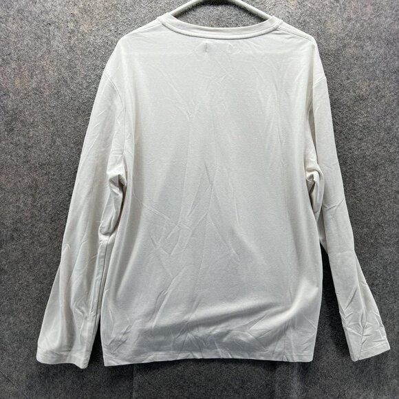 Calvin Klein Shirt Mens Large Cream Long Sleeve Crewneck Cotton Blend Casual - Picture 2 of 12